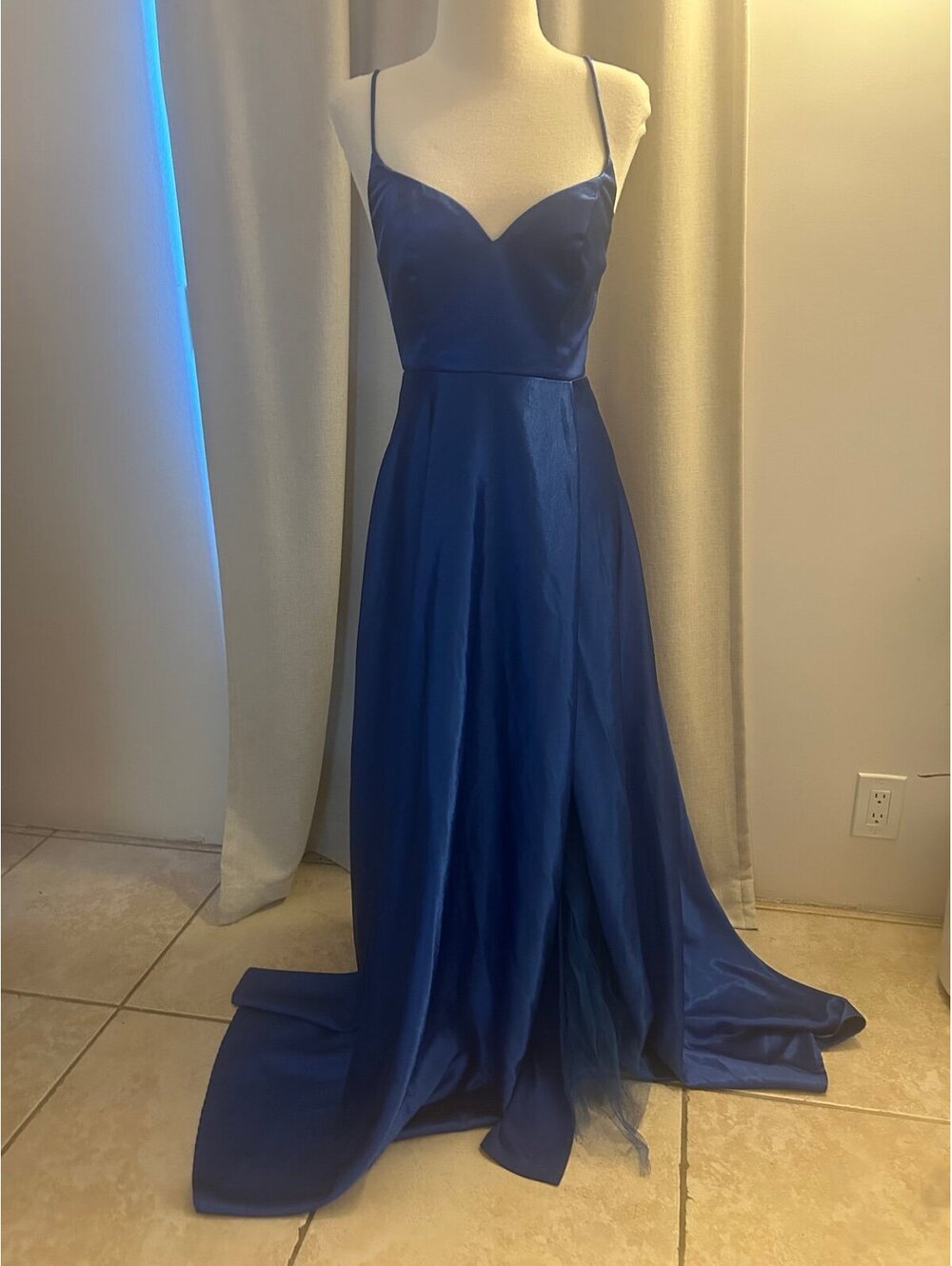Dress Lulu’s Royal Blue Satin & Tulle Maxi Gown – Size S